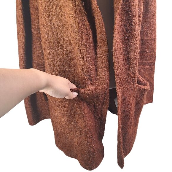 Old Navy Fuzzy Knit Caramel Brown Open Front Chunky Cardigan Long Sweater - Picture 4 of 9